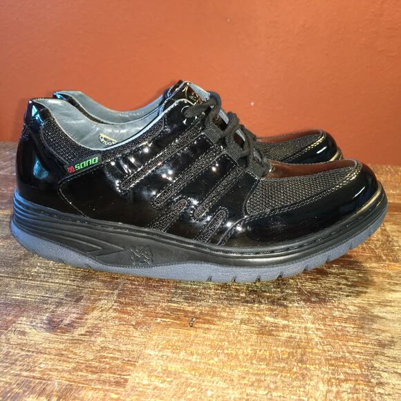 Sano by Mephisto Escape Black Patent Lace Up Sneaker Walking Shoe Womens 7.5 - Picture 2 of 12